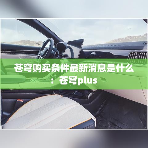 苍穹购买条件最新消息是什么：苍穹plus 