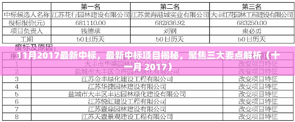 揭秘2017年11月最新中标项目，三大要点深度解析