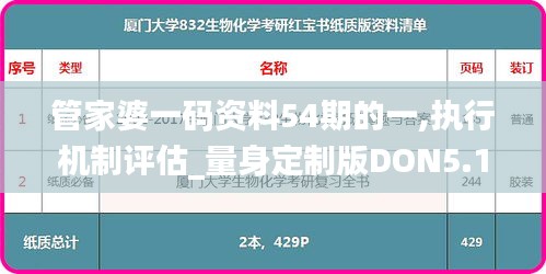 管家婆一码资料54期的一,执行机制评估_量身定制版DON5.15