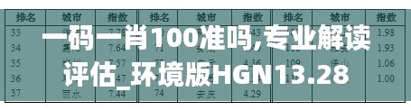 一码一肖100准吗,专业解读评估_环境版HGN13.28