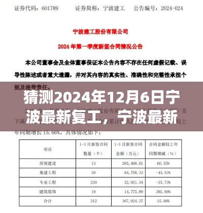 宁波最新复工进展预测与深度分析（2024年12月6日版）