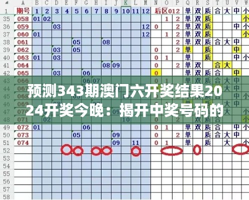 预测343期澳门六开奖结果2024开奖今晚：揭开中奖号码的概率密码