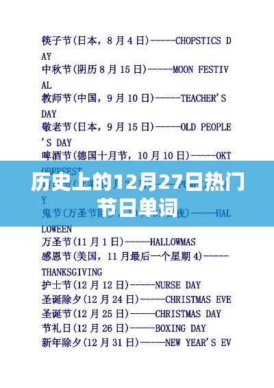 历史上的节日单词，探寻12月27日的节日单词之旅
