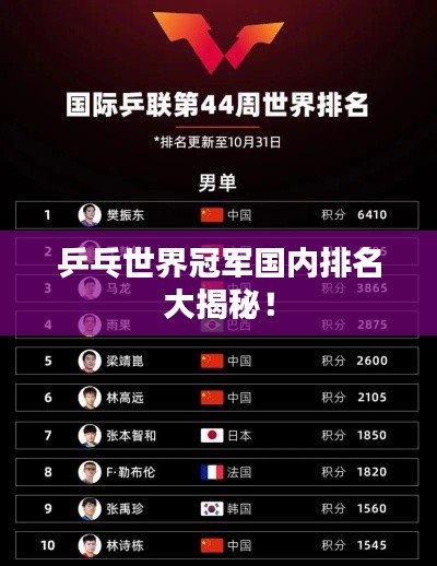 乒乓世界冠军国内排名大揭秘！