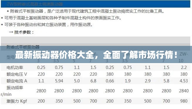 最新振动器价格大全，全面了解市场行情！