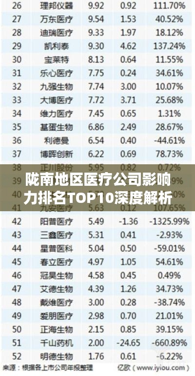陇南地区医疗公司影响力排名TOP10深度解析