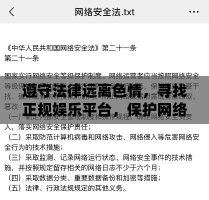遵守法律远离色情，寻找正规娱乐平台，保护网络安全你我他