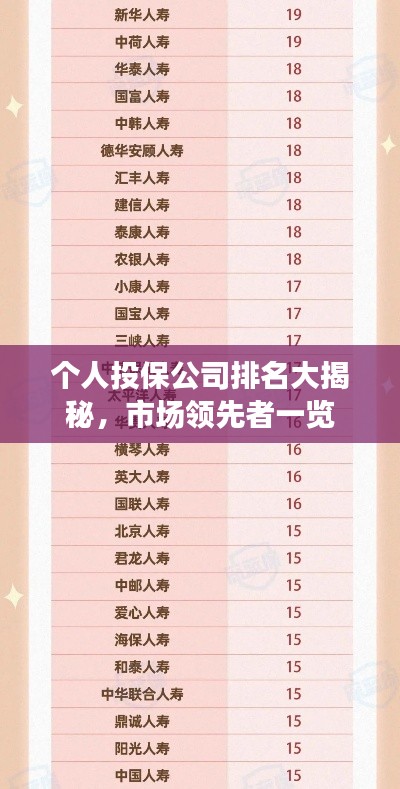 个人投保公司排名大揭秘，市场领先者一览