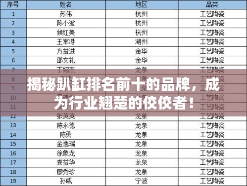 揭秘趴缸排名前十的品牌，成为行业翘楚的佼佼者！