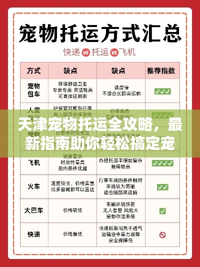 天津宠物托运全攻略，最新指南助你轻松搞定宠物出行！