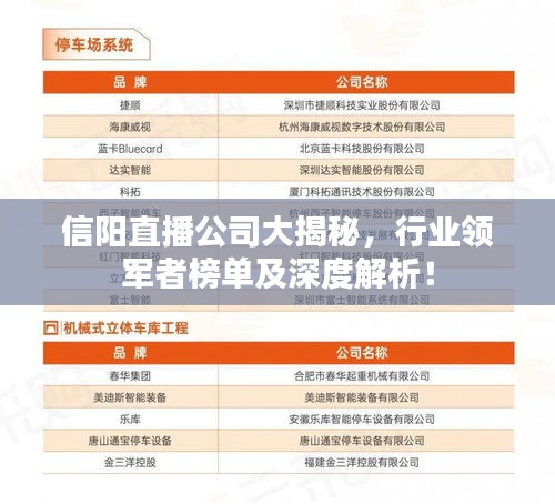 信阳直播公司大揭秘，行业领军者榜单及深度解析！