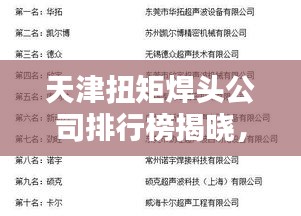天津扭矩焊头公司排行榜揭晓，行业内领先企业的荣誉榜单