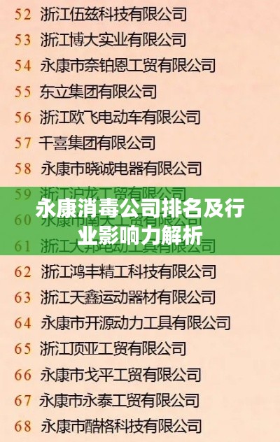 永康消毒公司排名及行业影响力解析