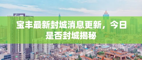 宝丰最新封城消息更新，今日是否封城揭秘
