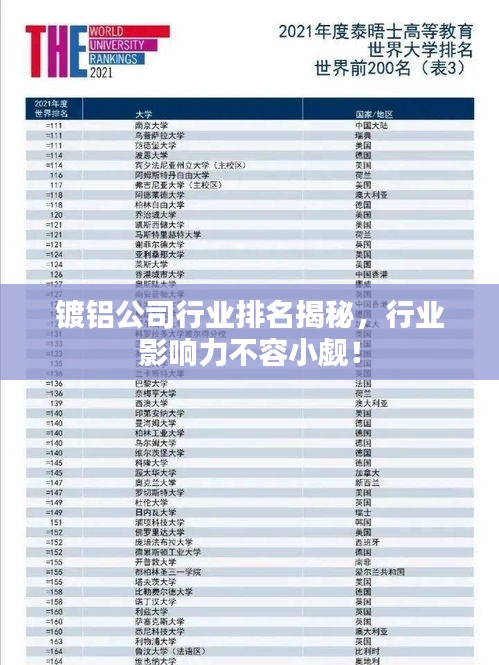 镀铝公司行业排名揭秘，行业影响力不容小觑！