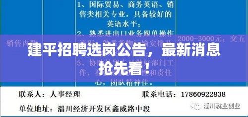 建平招聘选岗公告，最新消息抢先看！