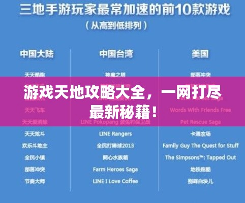 游戏天地攻略大全，一网打尽最新秘籍！