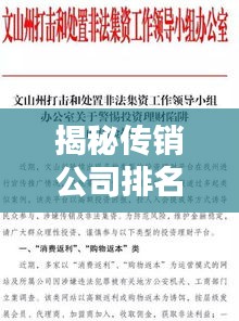 揭秘传销公司排名名单，警惕非法传销陷阱！