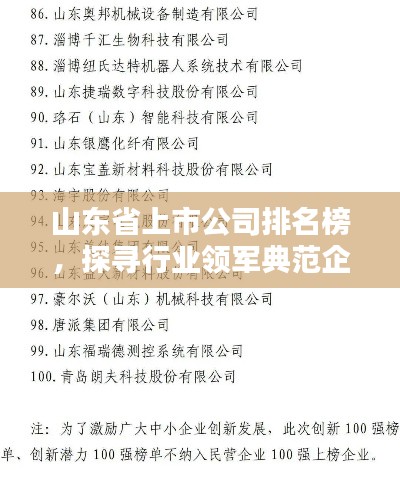 山东省上市公司排名榜，探寻行业领军典范企业！