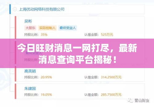 今日旺财消息一网打尽，最新消息查询平台揭秘！
