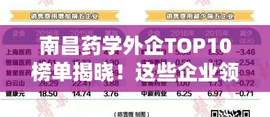 南昌药学外企TOP10榜单揭晓！这些企业领跑行业前列