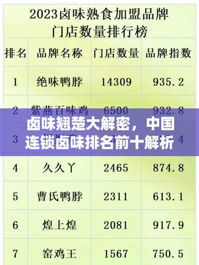 卤味翘楚大解密，中国连锁卤味排名前十解析