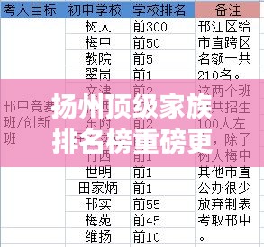 扬州顶级家族排名榜重磅更新！