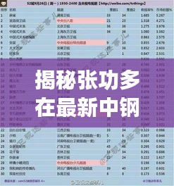揭秘张功多在最新中钢的动向，百科资讯与视频更新速递
