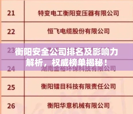 衡阳安全公司排名及影响力解析，权威榜单揭秘！
