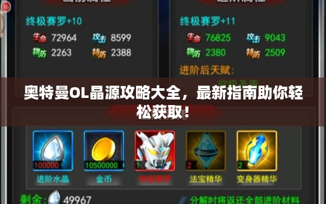 奥特曼OL晶源攻略大全，最新指南助你轻松获取！