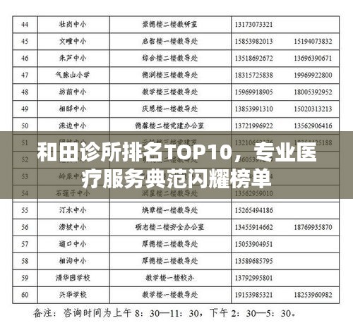 和田诊所排名TOP10，专业医疗服务典范闪耀榜单