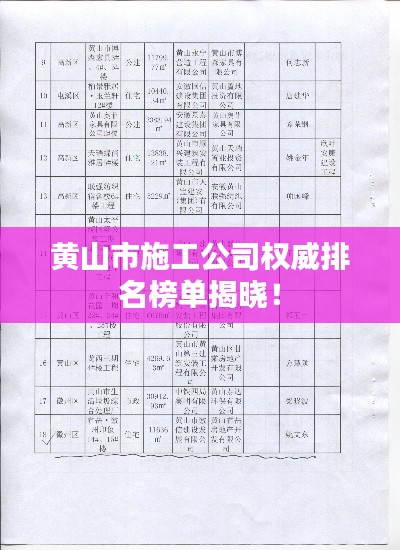 黄山市施工公司权威排名榜单揭晓！