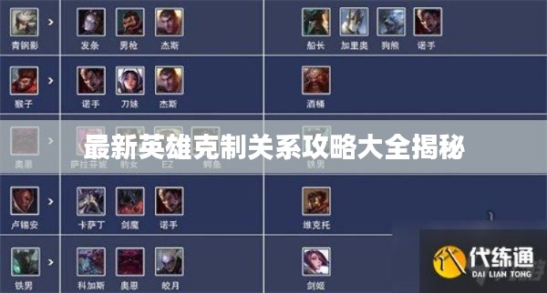最新英雄克制关系攻略大全揭秘
