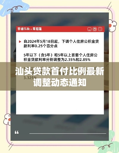 汕头贷款首付比例最新调整动态通知