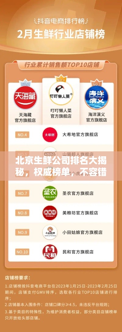 北京生鲜公司排名大揭秘，权威榜单，不容错过！