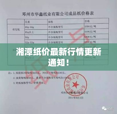 湘潭纸价最新行情更新通知！