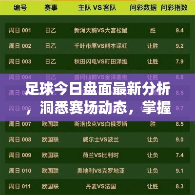 足球今日盘面最新分析，洞悉赛场动态，掌握胜机一览图