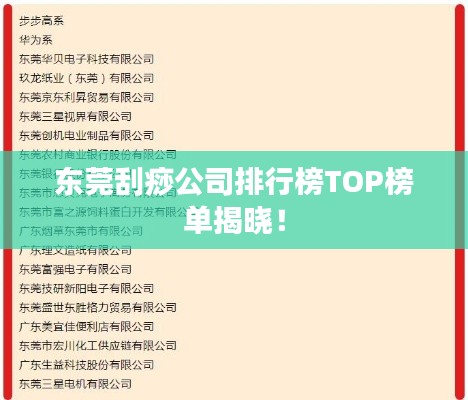 东莞刮痧公司排行榜TOP榜单揭晓！