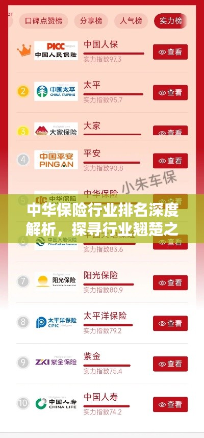 中华保险行业排名深度解析，探寻行业翘楚之路