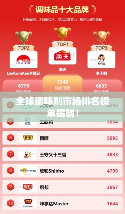 全球调味剂市场排名榜单揭晓！