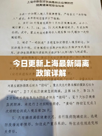 今日更新上海最新隔离政策详解