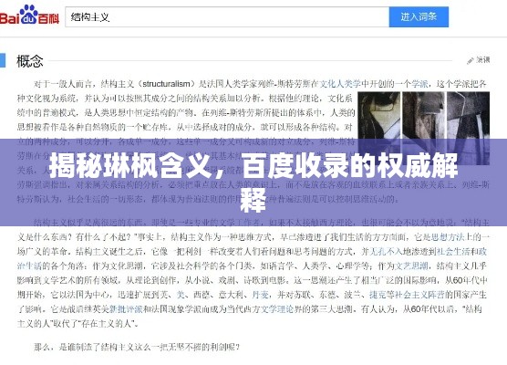 揭秘琳枫含义，百度收录的权威解释