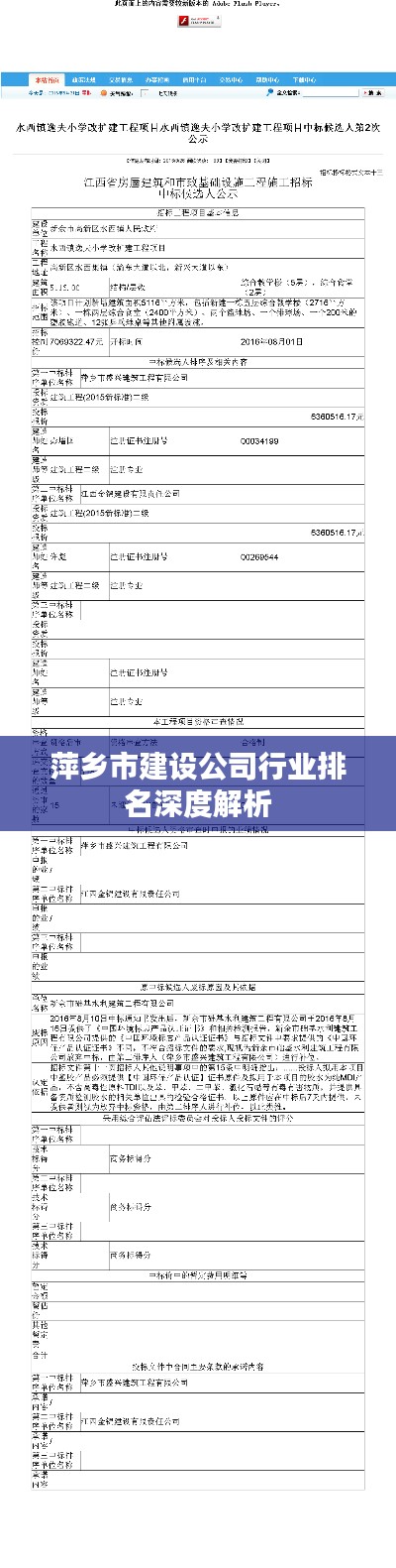 萍乡市建设公司行业排名深度解析