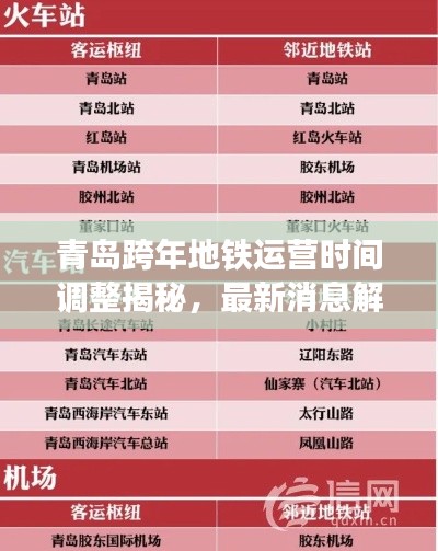 青岛跨年地铁运营时间调整揭秘，最新消息解读，是否延长跨年运营时间？