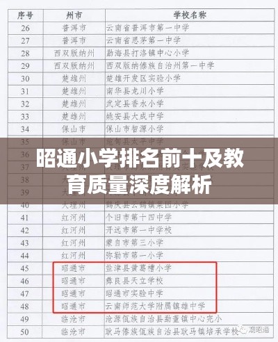昭通小学排名前十及教育质量深度解析