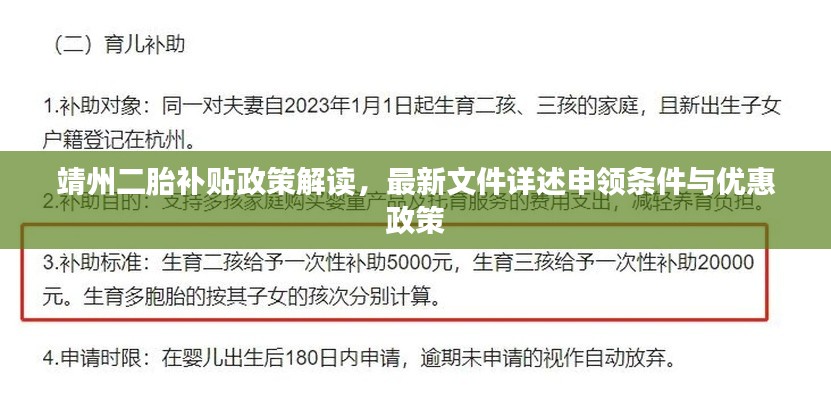 靖州二胎补贴政策解读，最新文件详述申领条件与优惠政策