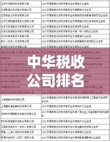 中华税收公司排名揭晓，引领中国税收服务行业的佼佼者