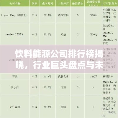 饮料能源公司排行榜揭晓，行业巨头盘点与未来趋势预测