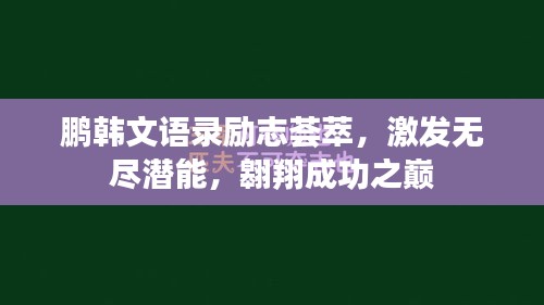 鹏韩文语录励志荟萃，激发无尽潜能，翱翔成功之巅