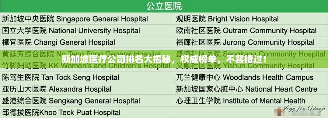 新加坡医疗公司排名大揭秘，权威榜单，不容错过！